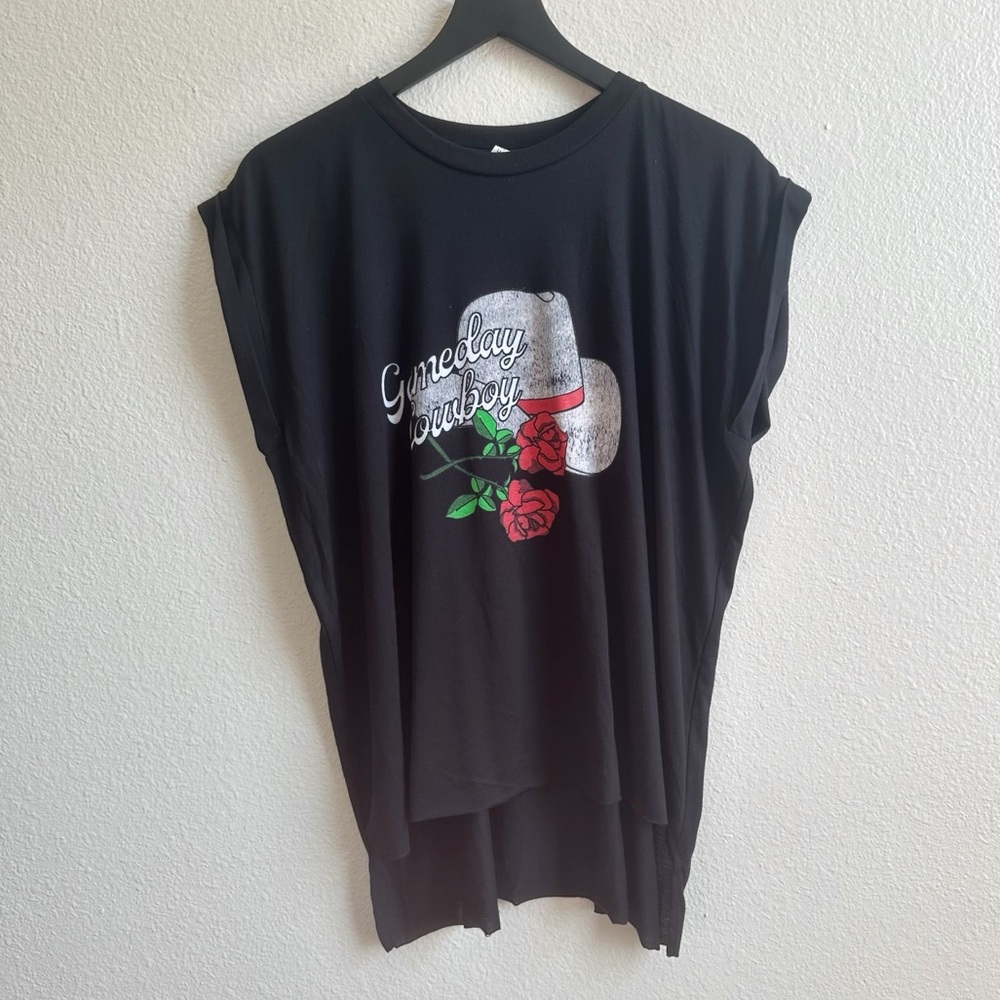 Charlie Southern Gameday Cowboy Graphic Black Cap Sleeve Tshirt Extra Large XL